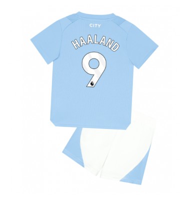 Manchester City Erling Haaland #9 babykläder Hemmatröja barn 2023-24 Korta ärmar (+ Korta byxor)